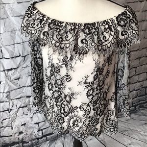 White House Black Market lacey blouse, XS